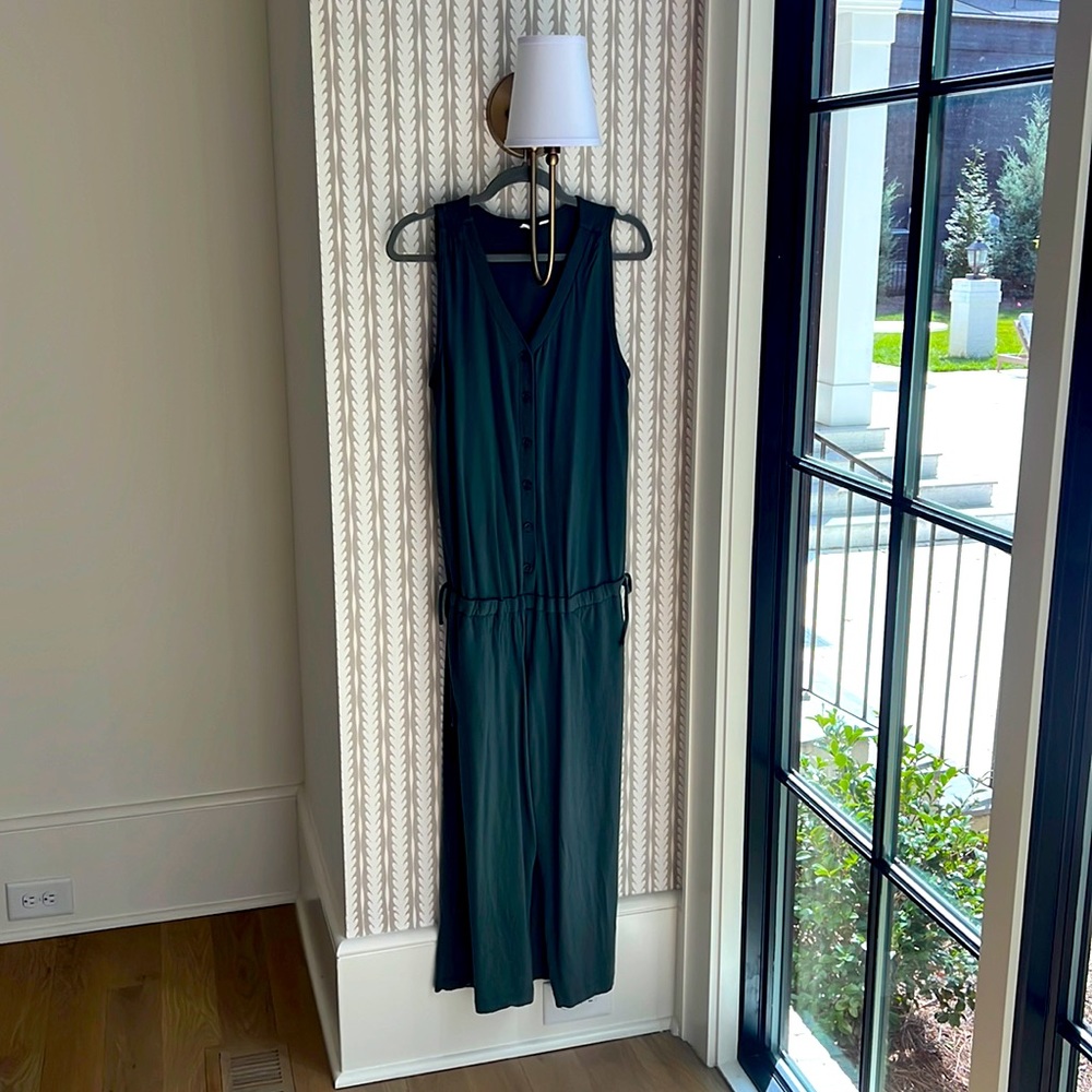 Sage green maternity jumpsuit